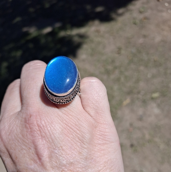 New Rainbow Dichroic Glass 925 Silver Ring.  - Picture 12 of 16